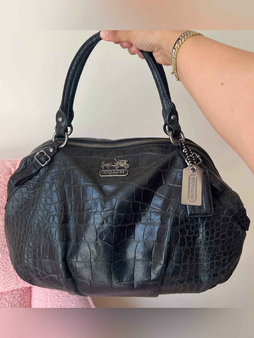 Coach Madison Croco-Embossed Leather Handbag Shoulder Bag